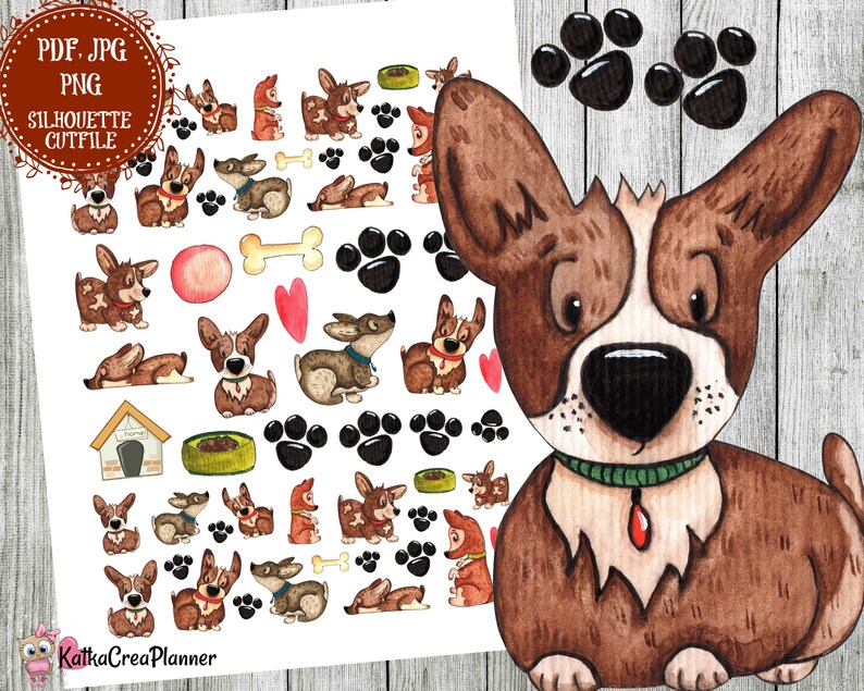 Cute Dog Printable Stickers Filofax Happy Planner Erin Etsy