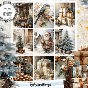 VINTAGE CHRISTMAS afdrukbare planner stickers voor Erin Condren planner/winter aquarel weekplanner sticker/bestanden knippen/december per week Kit