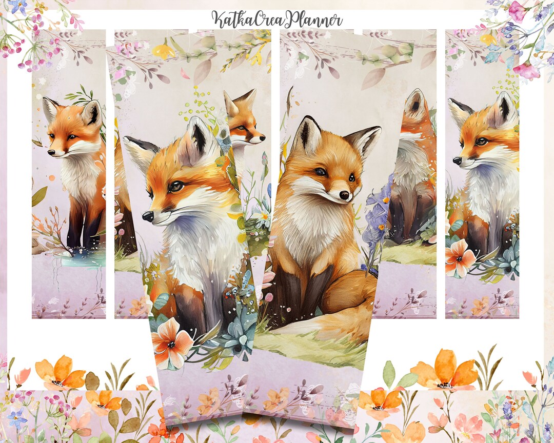 WATERCOLOR FOX Printable Bookmarks, Bookmark Pattern, Digital Bookmark ...