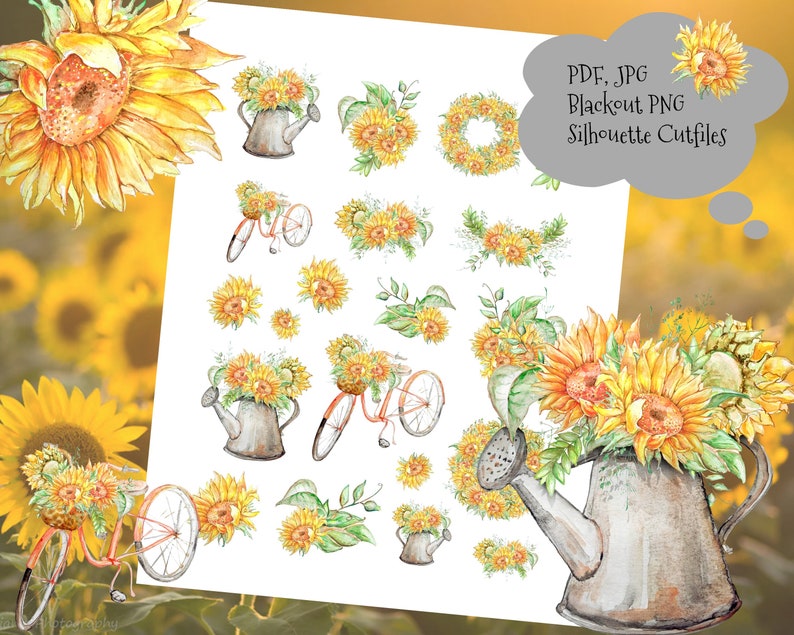Sunflowers Printable Stickers/erin Condren/happy | Etsy