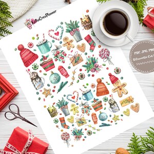 WEIHNACHTSKOLLEKTION druckbare Aufkleber/Winter Scrapbook Aufkleber/Weihnachten Bujo Aufkleber/Reisende Notebook/druckbare Planner Aufkleber
