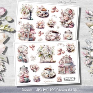 Watercolor Macaron Stickers: Floral Planner Stickers (Digital Download)