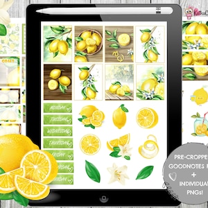 LEMON Digital Planner Stickers for Goodnotes/Limonade iPad Stickers/Precropped Stickers/Summer Digital Stickers/Digi Bujo