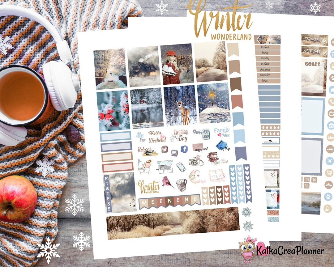 Winter Wonderland Weekly Printable Planner Stickers for Erin Condren ...