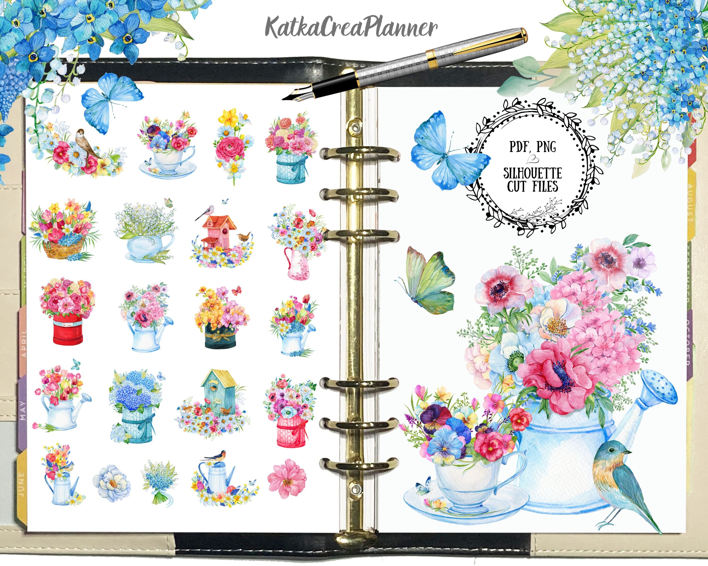 AMAZING Flowers Printable Planner Stickers, Watercolor Stickers, Bullet ...