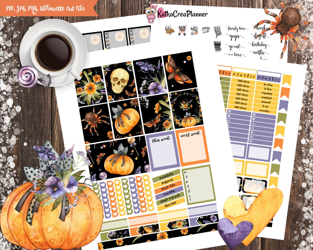 HALLOWEEN VIBES Printable Planner Stickers for Erin Condren Planner ...