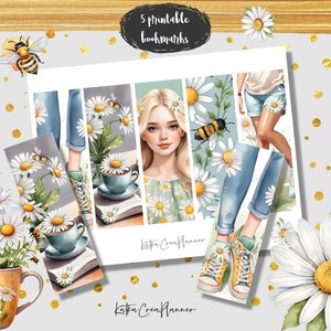 DAISY printable bookmark/watercolor bookmarks/digital bookmark/book lover gift/Spring Summer digital floral collage sheets/Gift Card