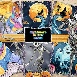 NIGHTMARE Halloween ATC Cards/Spooky Digital Collage Sheet/Ephemera Skeleton Junk Journal Scrapbooking Supplies/Creepy Scrapbook Printables