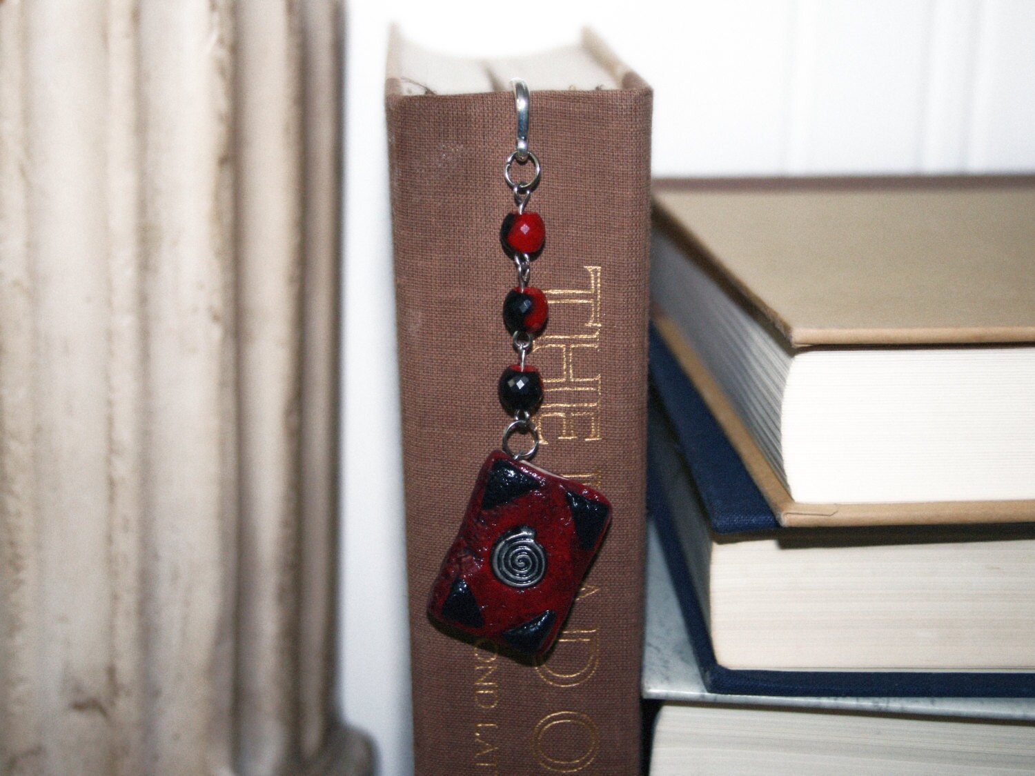 Metal Detailed Leaf Bookmark Polymer Clay Minibook Red and Etsy