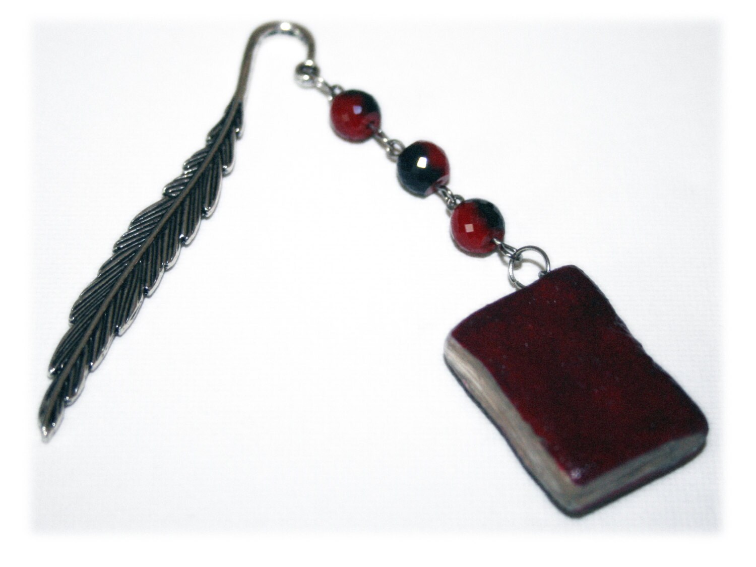 Metal Detailed Leaf Bookmark Polymer Clay Minibook Red and Etsy