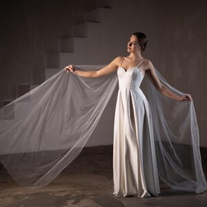 Two piece bridal shoulder wings made of illusion tulle for bride