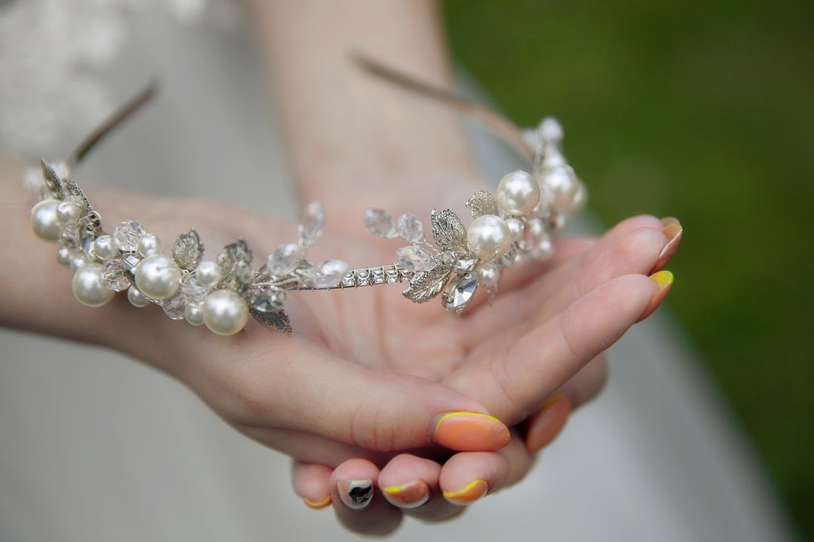 Pearl Tiara Gold or Silver Etsy