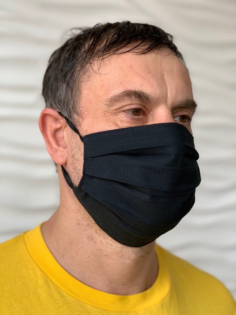 Pleated Face mask for man washable usa black Ecofriendly cloth Etsy