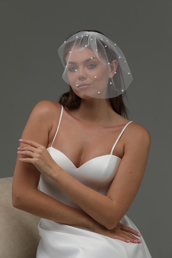 Pearl Birdcage Veil: White Wedding Fascinator