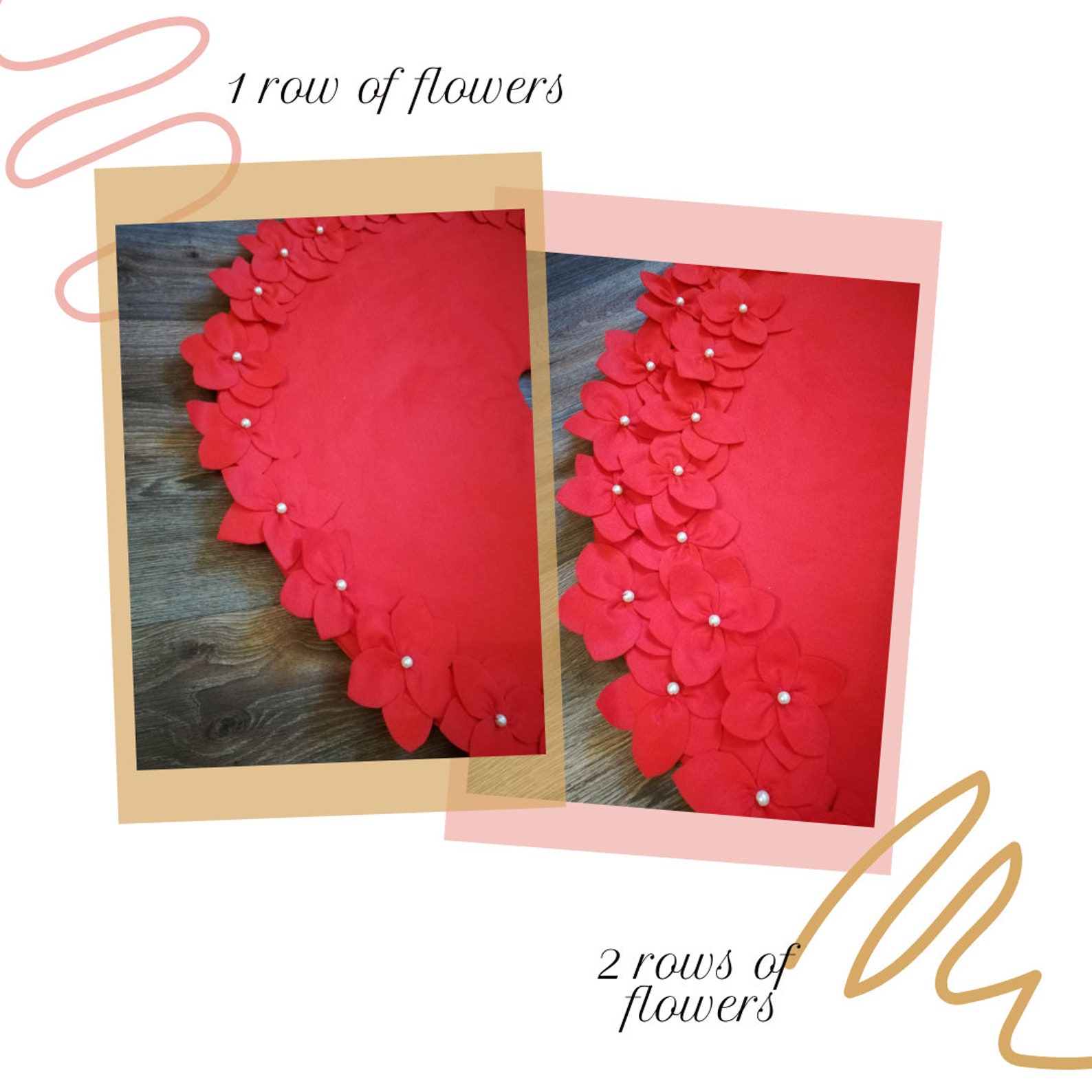 Felt tree skirt White or red flower Сhristmas tree skirt Etsy