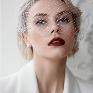 Birdcage veil wedding Fascinator bridal short birdcage veil image 5