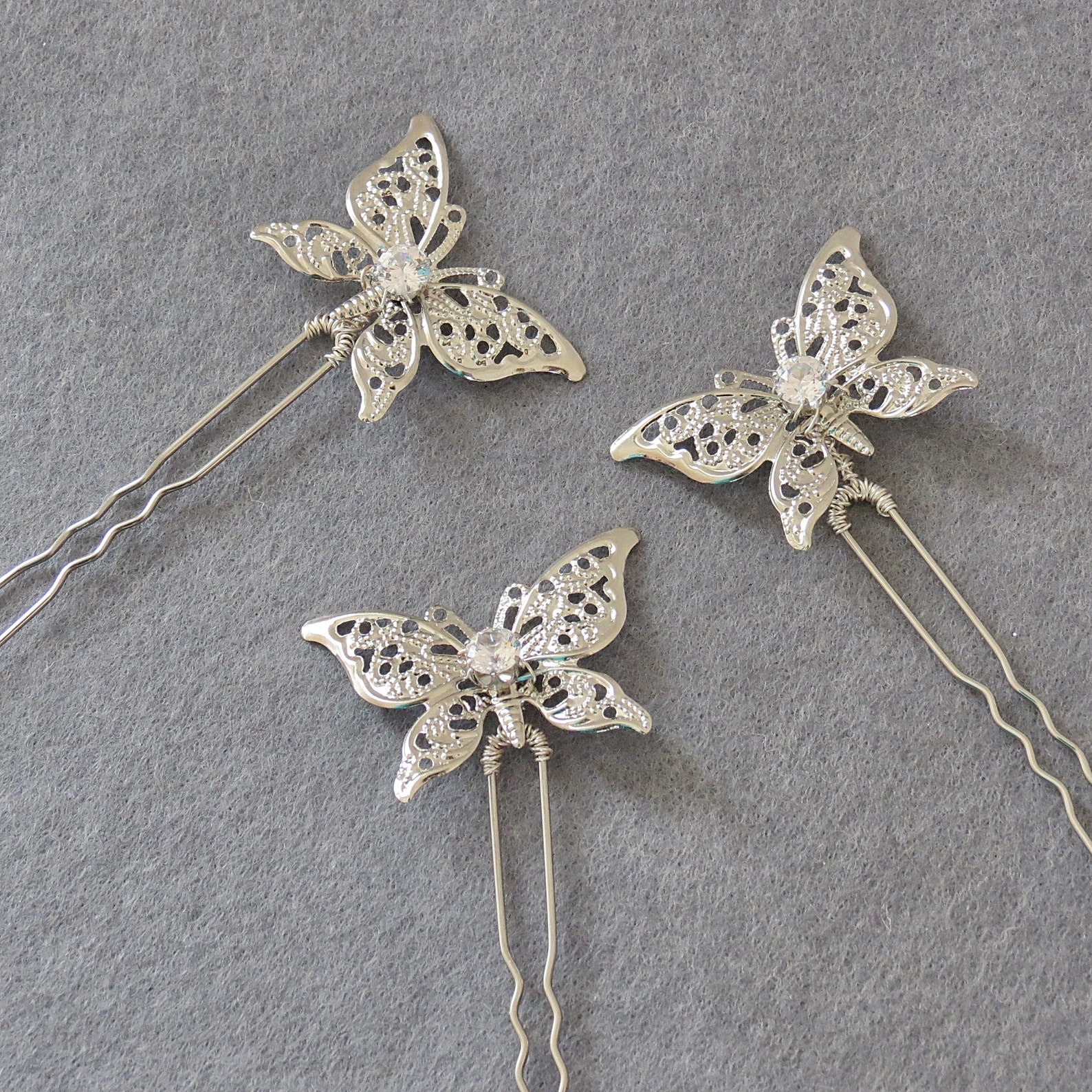 Silver Butterfly Hair Clips for Women Bridal Bobby Pin - Etsy