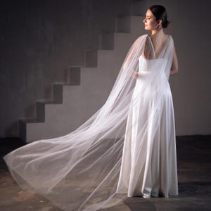 Bridal cape Tulle pearls capelet Sparkle glitter long cape