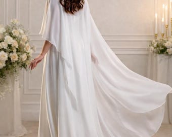 Removable bridal bolero Silk chiffon cape Bridal shoulder cover up