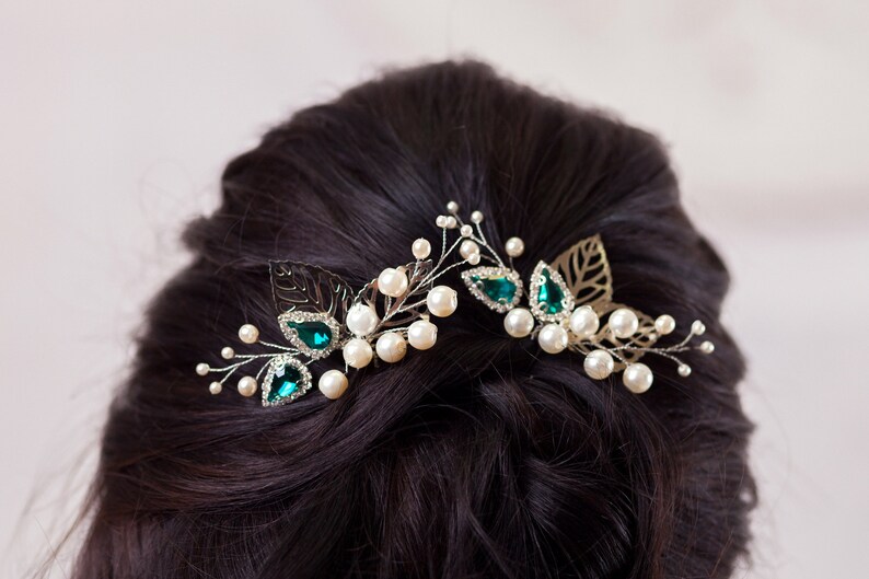Bundle Pearl Earrings+Bride Bridesmaid wedding Crystal Hair Accessories Pin Comb