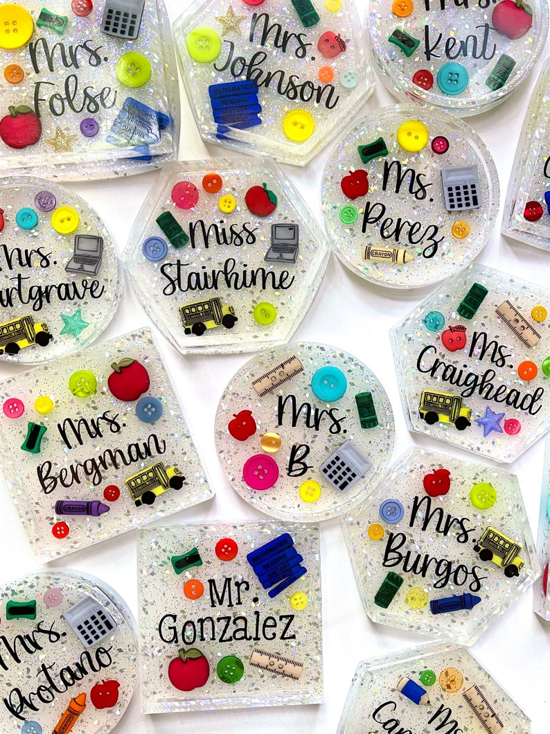 Personalized Teacher Themed Coaster Back to School Teacher Gift, Teacher Christmas Gift, Teacher Appreciation Gift image 5