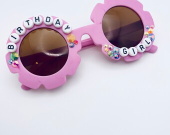 Birthday Girl Kid’s Sunglasses - Sunglasses, Girl's Flower Sunglasses, Custom Sunglasses