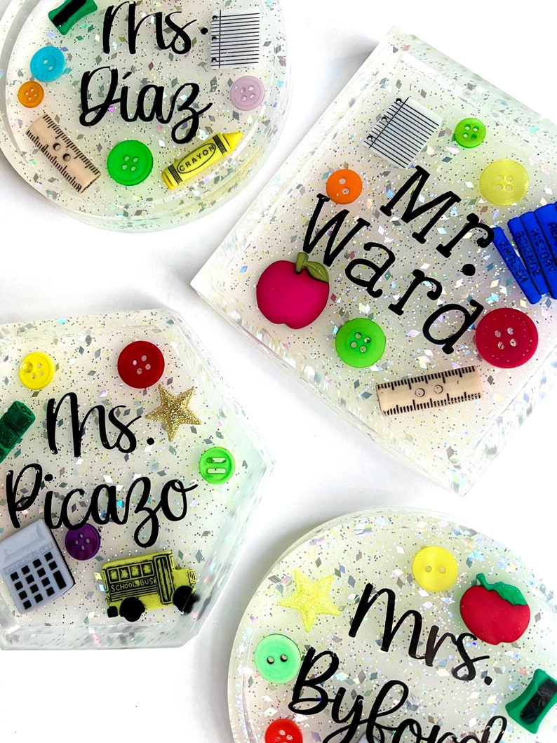 Personalized Teacher Themed Coaster Back to School Teacher Gift, Teacher Christmas Gift, Teacher Appreciation Gift image 7