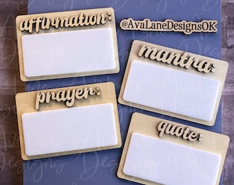 Set of 4 Fridge Dry Erase Magnets, Wood and Acrylic Magnets, Layered Magnets, Glowforge Laser Cut SVG Files, Prayers, Mantras, Affirmations