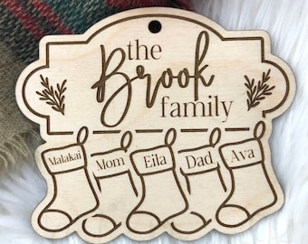 Family Christmas Ornament, Customizable 9 Names, Laser Cut Files, Glowforge Files, Wood & Acrylic Projects, Christmas Gifts, Christmas SVG