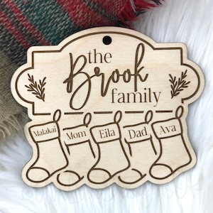 Family Christmas Ornament, Customizable 9 Names, Laser Cut Files, Glowforge Files, Wood & Acrylic Projects, Christmas Gifts, Christmas SVG