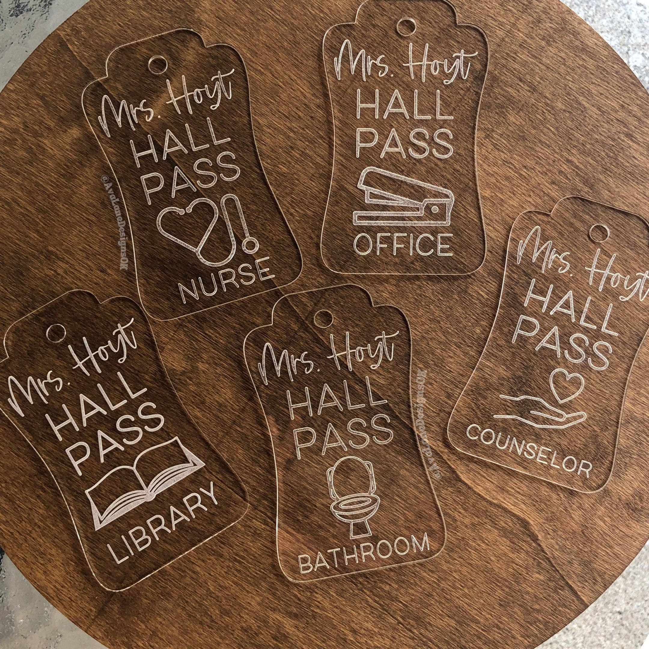 Personalized Hall Pass Laser Print File, Teacher Gifts, Back To School, Library Office Bathroom Nurse Counselor SVGs, Glowforge Files,