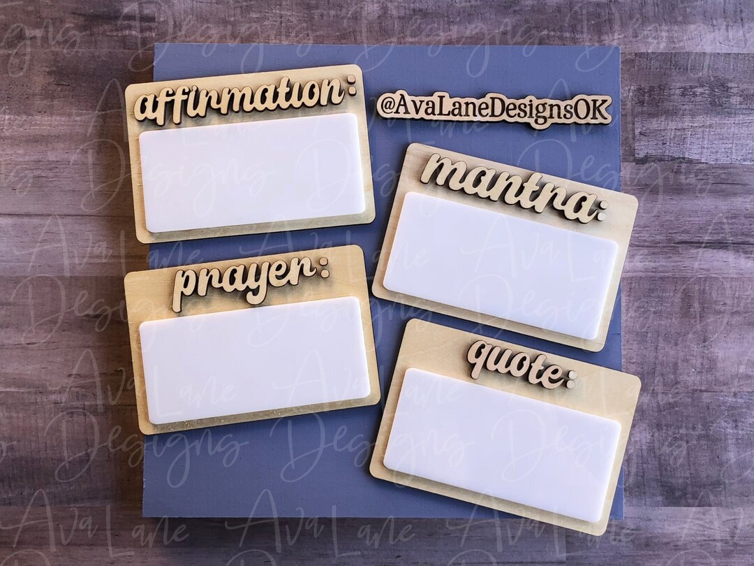 Set of 4 Fridge Dry Erase Wood and Acrylic Layered