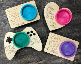 Scored Valentines Doh Holders Bundle, 8 SVGs, Wooden Valentines Cards,Laser Cut Valentines,School Gifts,Glowforge Laser Cut Files, SVG Files