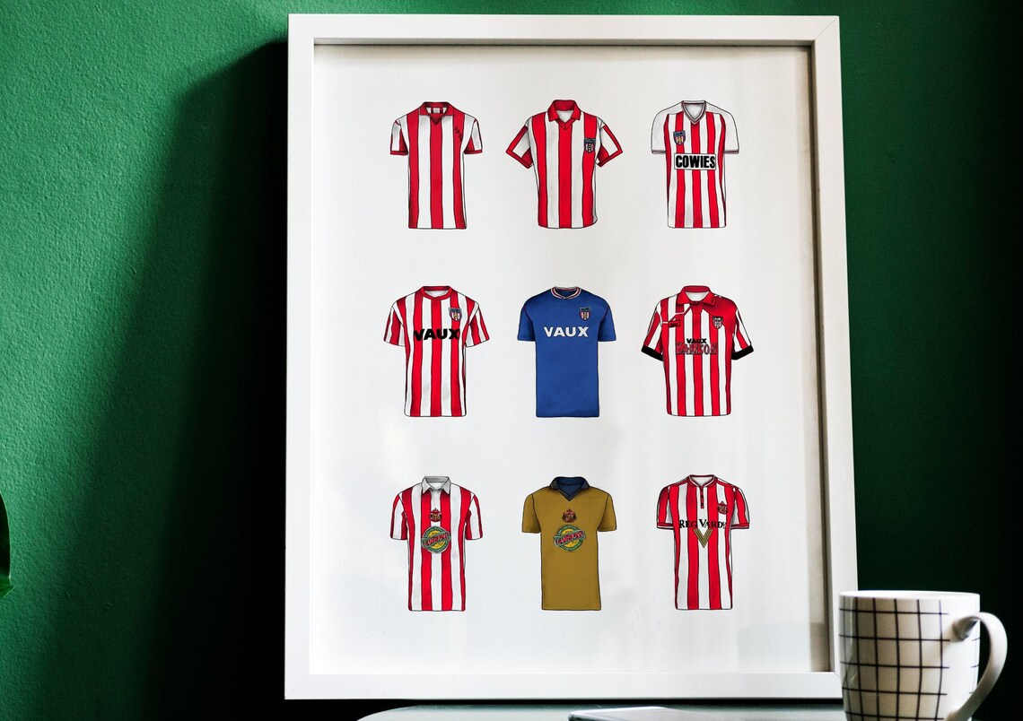 Retro Sunderland shirt print old SAFC kit Illustration. | Etsy