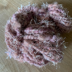 Hand Processed Alpaca Art Yarn: Chunky Pink Fiber