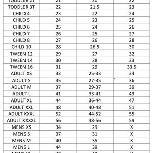 Puede incluir: Un gr&aacute;fico que muestra las medidas de pecho, cintura y cadera en pulgadas para ropa de ni&ntilde;os y adultos.