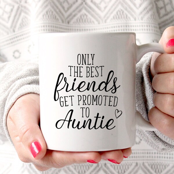 Nur die besten Freunde Aufsteigen zu Tante Becher, Kaffeebecher, Tee Tasse, Becher, Humor, lustig, Hand nummerierte Schriften, Herz, Geschenke für sie, schwarz