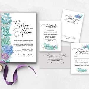 Succulent wedding invitation set, Greenery Wedding succulent invitation Boho Wedding Invitation, Printable invitation, DIY wedding