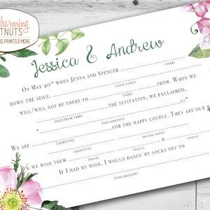 Madlib RSVP Postcard, Floral Wedding Madlib, Funny Wedding, Madlib Rsvp, Printable Postcard ...