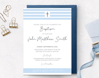 Cross Baptism Invitation: Simple Religious Service (Digital Download)