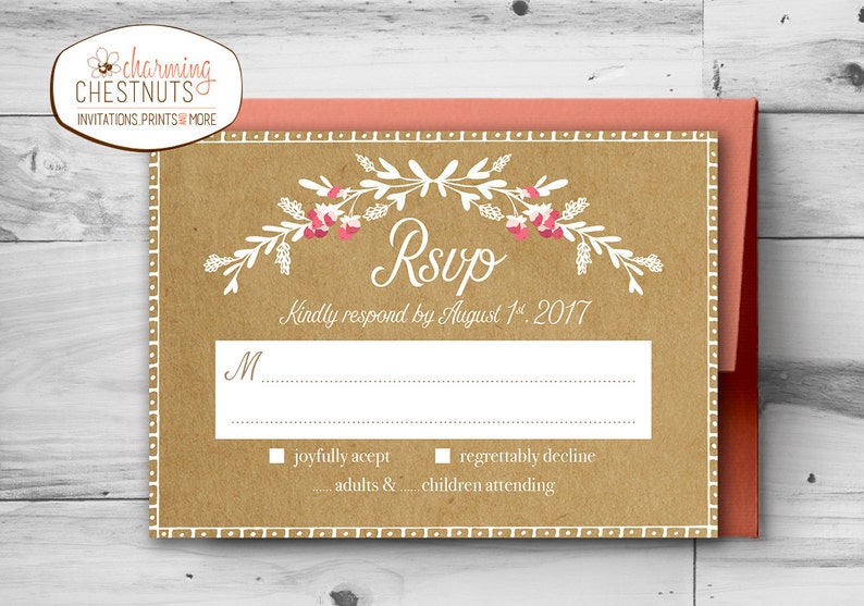 White ink invitation Elegant Barn wedding invitation Barn wedding Floral wed Rustic Wedding Invitation Set Kraft Paper wedding invite