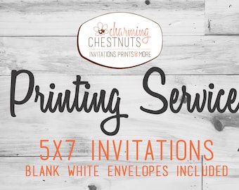 Professional Invitation Printing Service: 5x7 Invites, Envelopes Included