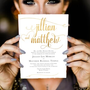 WHITE and GOLD Wedding Invitations Set, Classic gold, Printable wedding invite, Personalized wedding invitation, elegant gold and white image 2