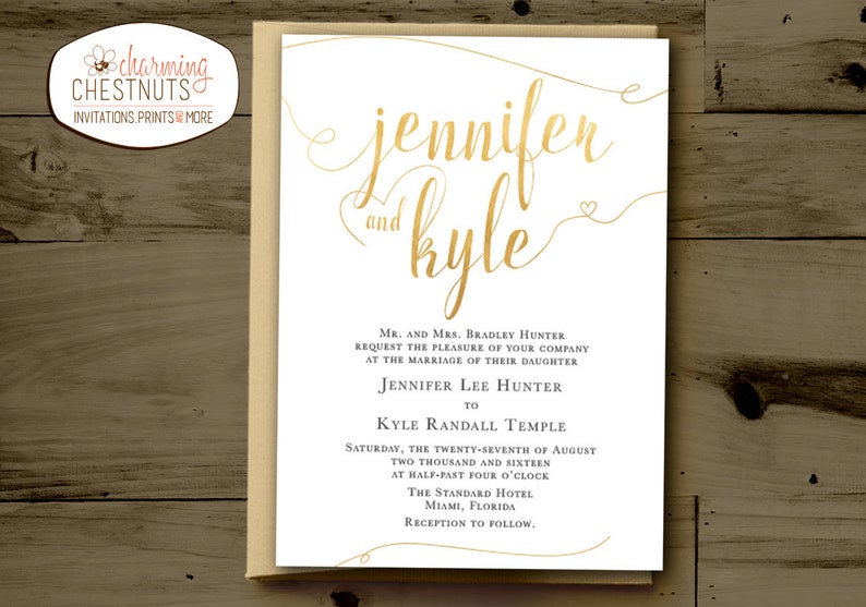 WHITE and GOLD Wedding Invitations Set, Classic gold, Printable wedding invite, Personalized wedding invitation, elegant gold and white image 4