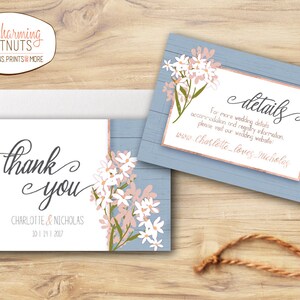 Dusty blue wedding invitation set, Blue wedding, Something blue, rustic wedding invitation, Printable invitation, blush floral wedding image 5