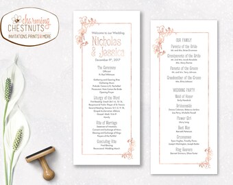 Rose Gold Wedding Program: Art Nouveau Printable (Digital File)