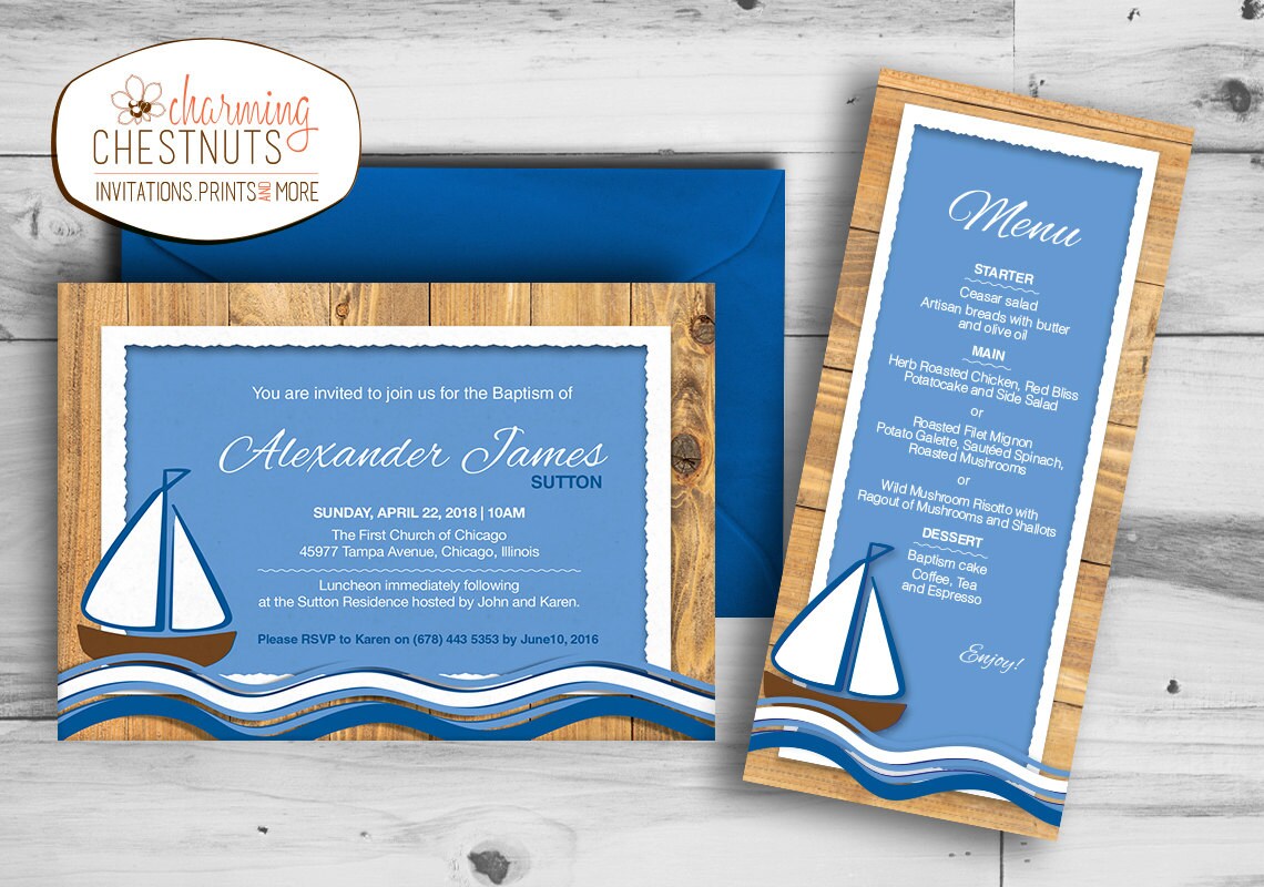NAUTICAL MENU CARD Printable Menu Table Decor Nautical Etsy