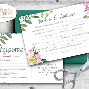 Madlib RSVP Carte postale, Mariage floral madlib, drôle de mariage, madlib rsvp, carte postale imprimable, Carte postale RSVP, Mad lib RSVP, Mariage de printemps
