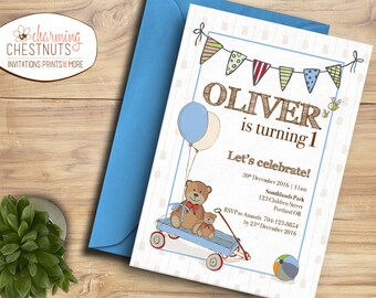 Teddy Bear 1st birthday invitations boy teddy bear birthday, Teddy bear baby shower invitations boy first birthday invitation teddy bear