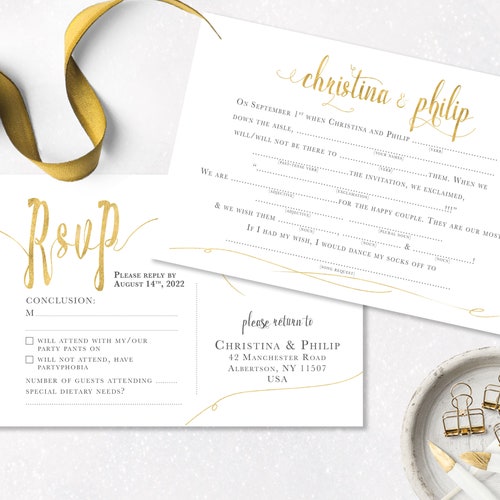 Fill in the Blank Invitation Wedding Madlib RSVP Postcard - Etsy